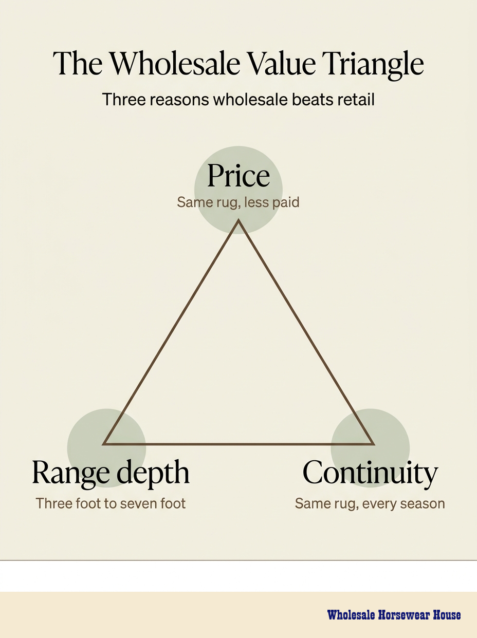 The wholesale value triangle for horse rugs &mdash; price, range depth and continuity